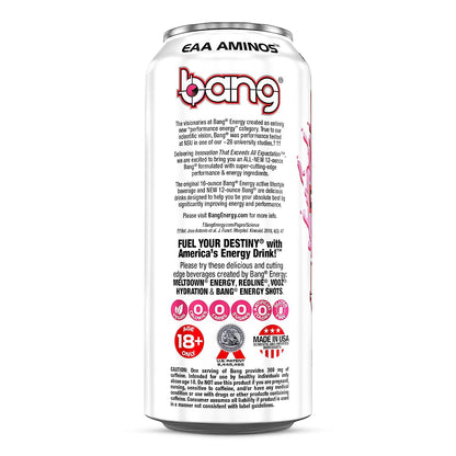 BANG Energy Drink - Zero Calories, Sugar Free, With Super Creatine, Ultra CoQ10 - Delish Strawberry Kiss, 16oz Cans (Pack of 12)