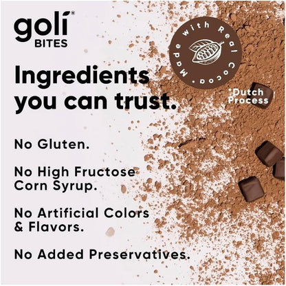 Goli Nutrition Energy Bites - Caffeinated; Vegetarian; Gluten Free; Vitamins B6, B9, B12; No Added Preservatives - Salted Caramel Chocolate Flavor, 30 Pieces