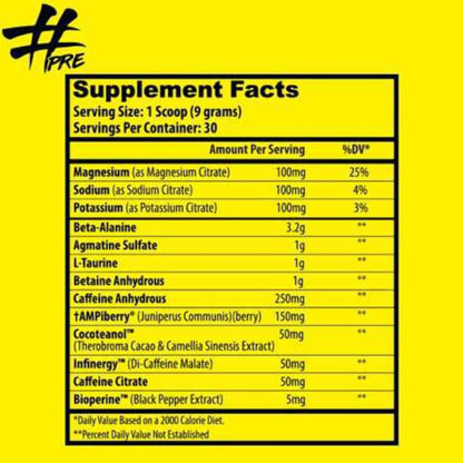 Insane Labz # PRE - Pre-Workout Energy Powder -  Juice Bomb (Fruit Punch), 269g, 30 Servings