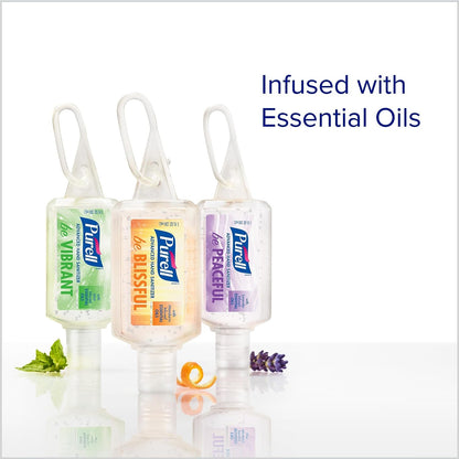 Purell Advanced Hand Sanitizer Gel Infused with Essential Oils, Scented Variety Pack, 1 fl oz Travel Size Flip Cap Bottles with JELLY WRAP Carrier (Pack of 8), 3900-09-ECME17