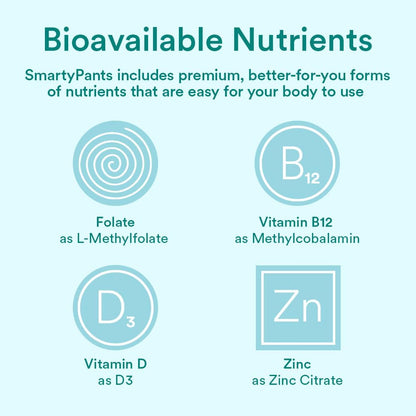 SmartyPants Organic Prenatal Vitamins for Women, Multivitamin Gummies: Probiotics, Biotin, Methylfolate, Omega 3 (ALA), Vitamin D3, C, Vitamin B12, B6, Vitamin A, K2 & Zinc, 120 Count (30 Day Supply)