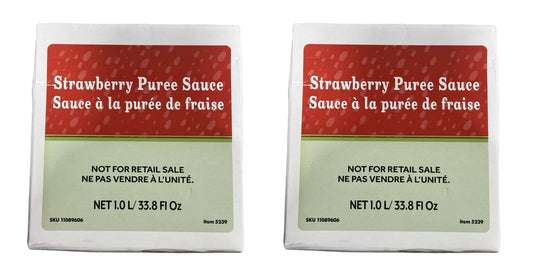 Starbucks Strawberry Puree Sauce - Same as Used In Store; Great for Frappuccinos, Beverages, Desserts, Coffee; Hot or Cold - (1) liter (33.8 oz) Each  - Pack of (2)