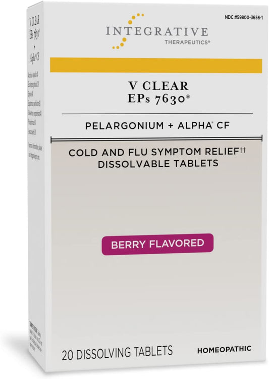 Integrative Therapeutics V Clear EPs 7630, Cold and Flu Formula, 20 Chewables, Berry Flavored