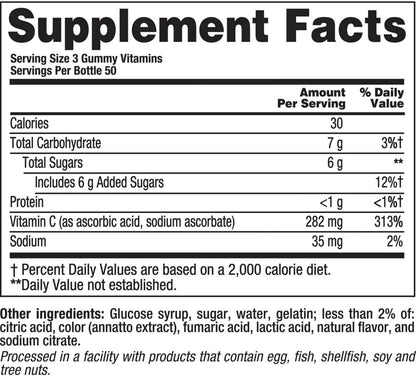 Vitafusion | Power C Gummy Vitamin - Immune Support, High Potency Vitamin C | Natural Orange Flavor, 2 Bottles x 150 ct (Total 300 Gummies)